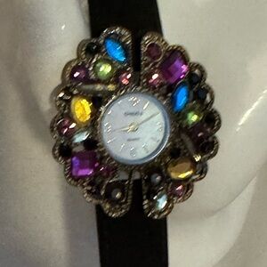 Chicos Gemstone & suede Watch